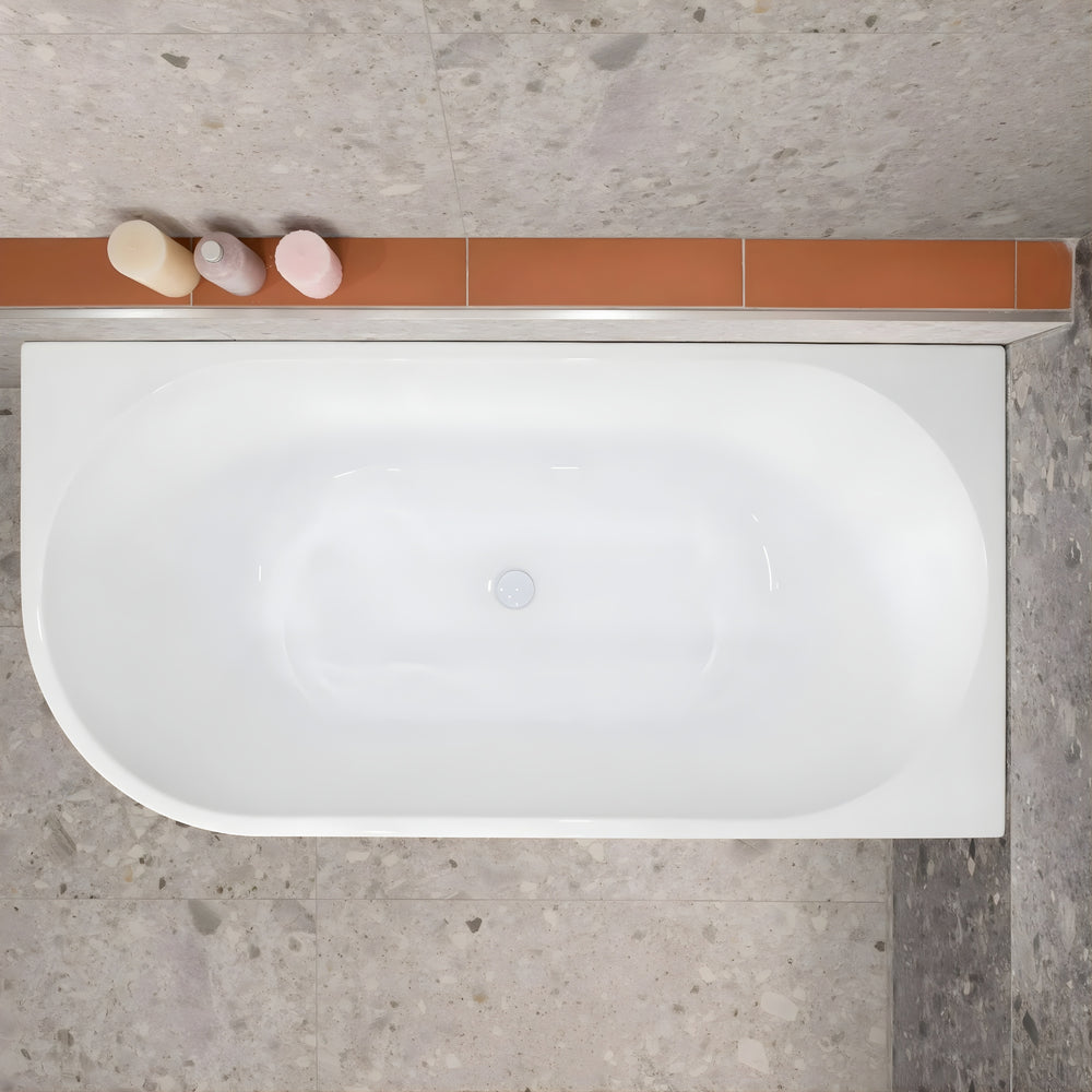 ENFLAIR AVALON RIGHT CORNER BACK TO WALL BATHTUB GLOSS WHITE (MULTIPLE SIZES AVAILABLE)