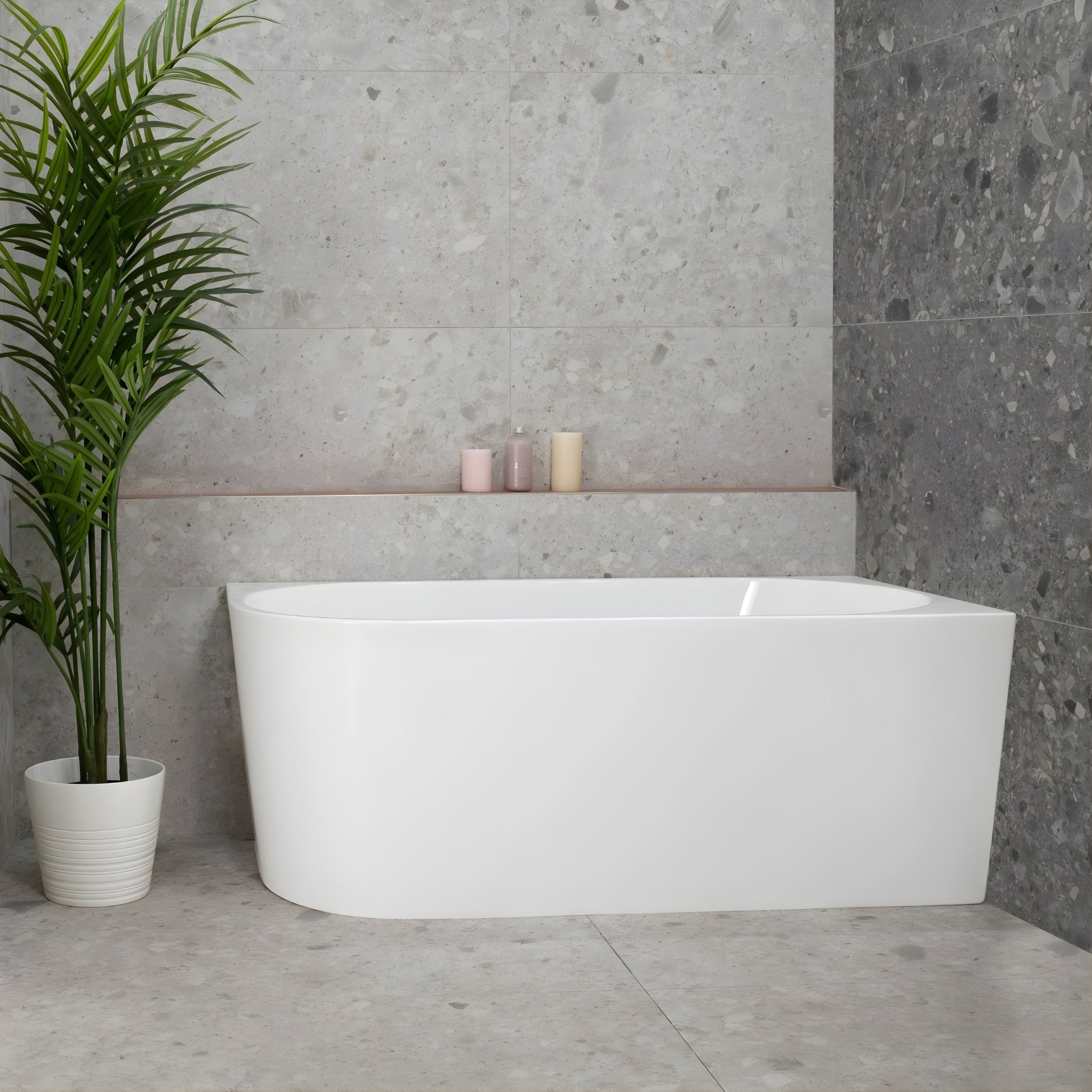 ENFLAIR AVALON RIGHT CORNER BACK TO WALL BATHTUB GLOSS WHITE (MULTIPLE SIZES AVAILABLE)