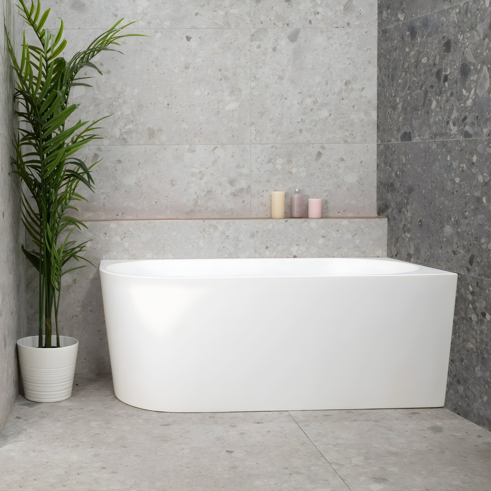 ENFLAIR AVALON RIGHT CORNER BACK TO WALL BATHTUB MATTE WHITE (MULTIPLE SIZES AVAILABLE)