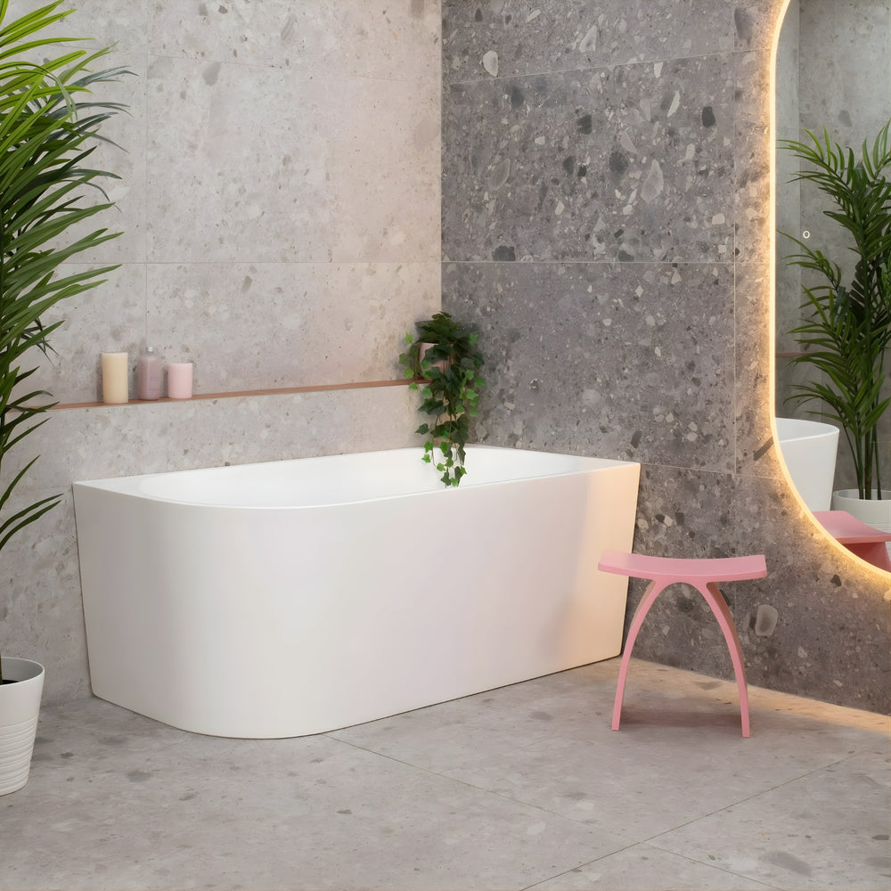 ENFLAIR AVALON RIGHT CORNER BACK TO WALL BATHTUB MATTE WHITE (MULTIPLE SIZES AVAILABLE)