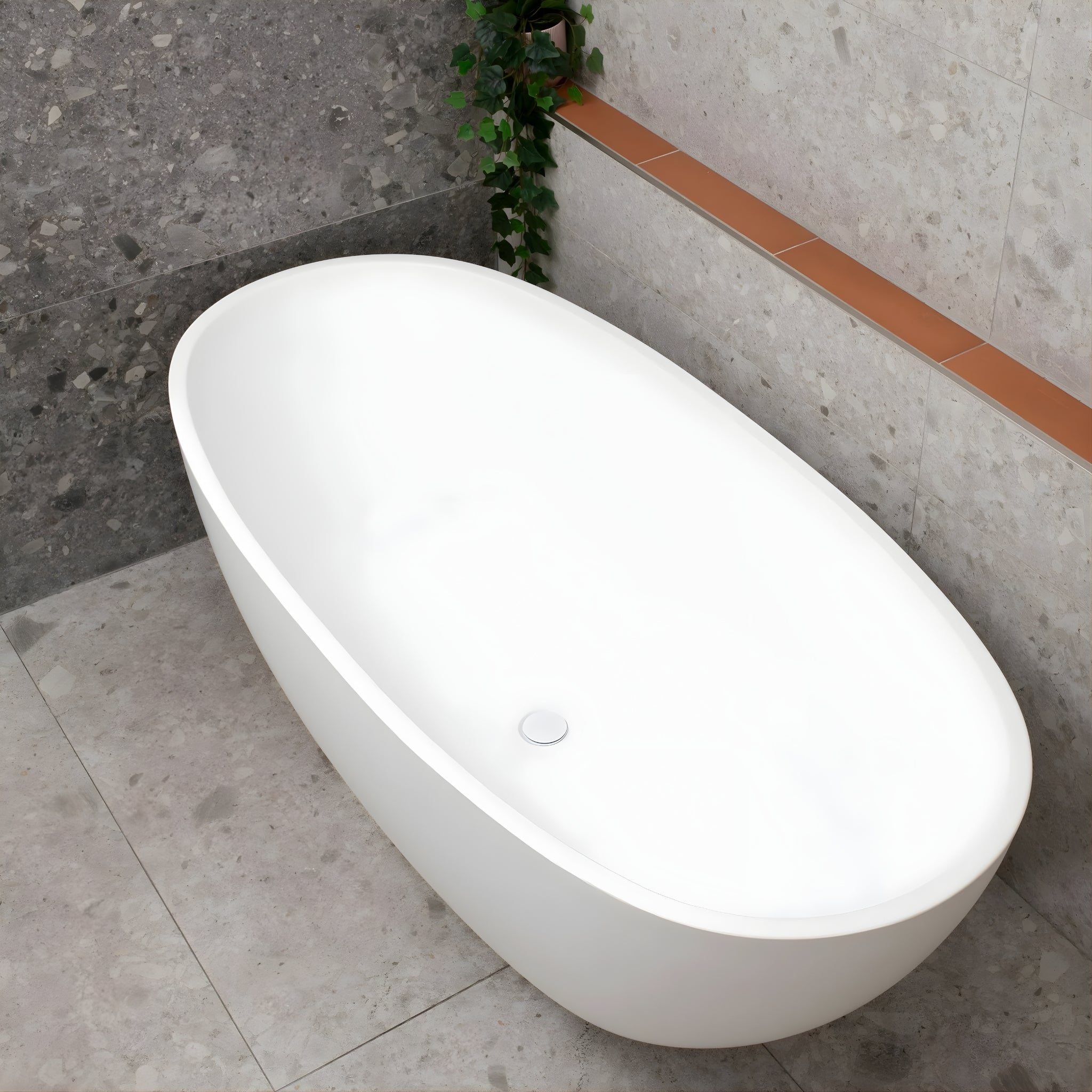 ENFLAIR BYRON EGG FREESTANDING BATH MATTE WHITE (MULTIPLE SIZES AVAILABLE)