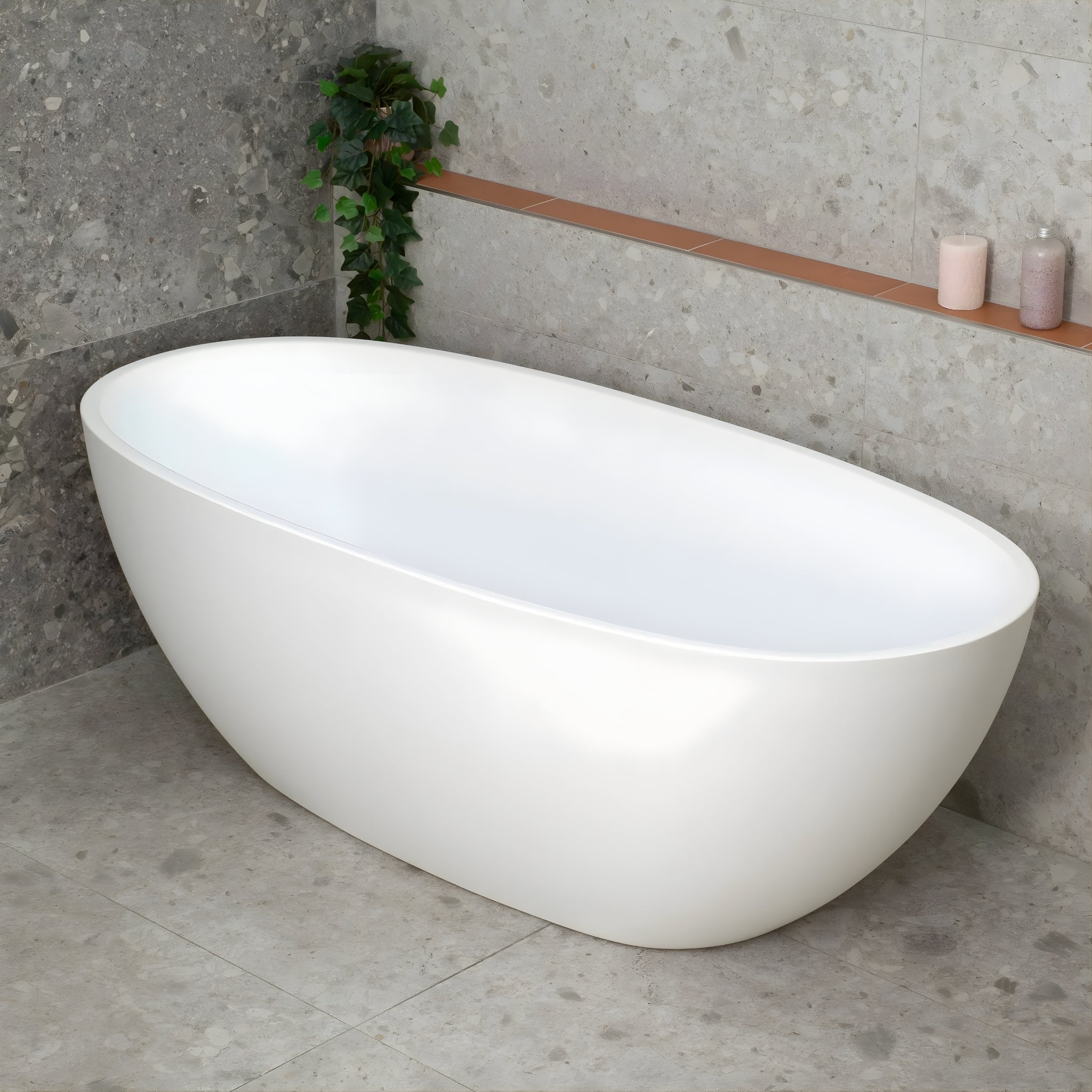 ENFLAIR BYRON EGG FREESTANDING BATH MATTE WHITE (MULTIPLE SIZES AVAILABLE)
