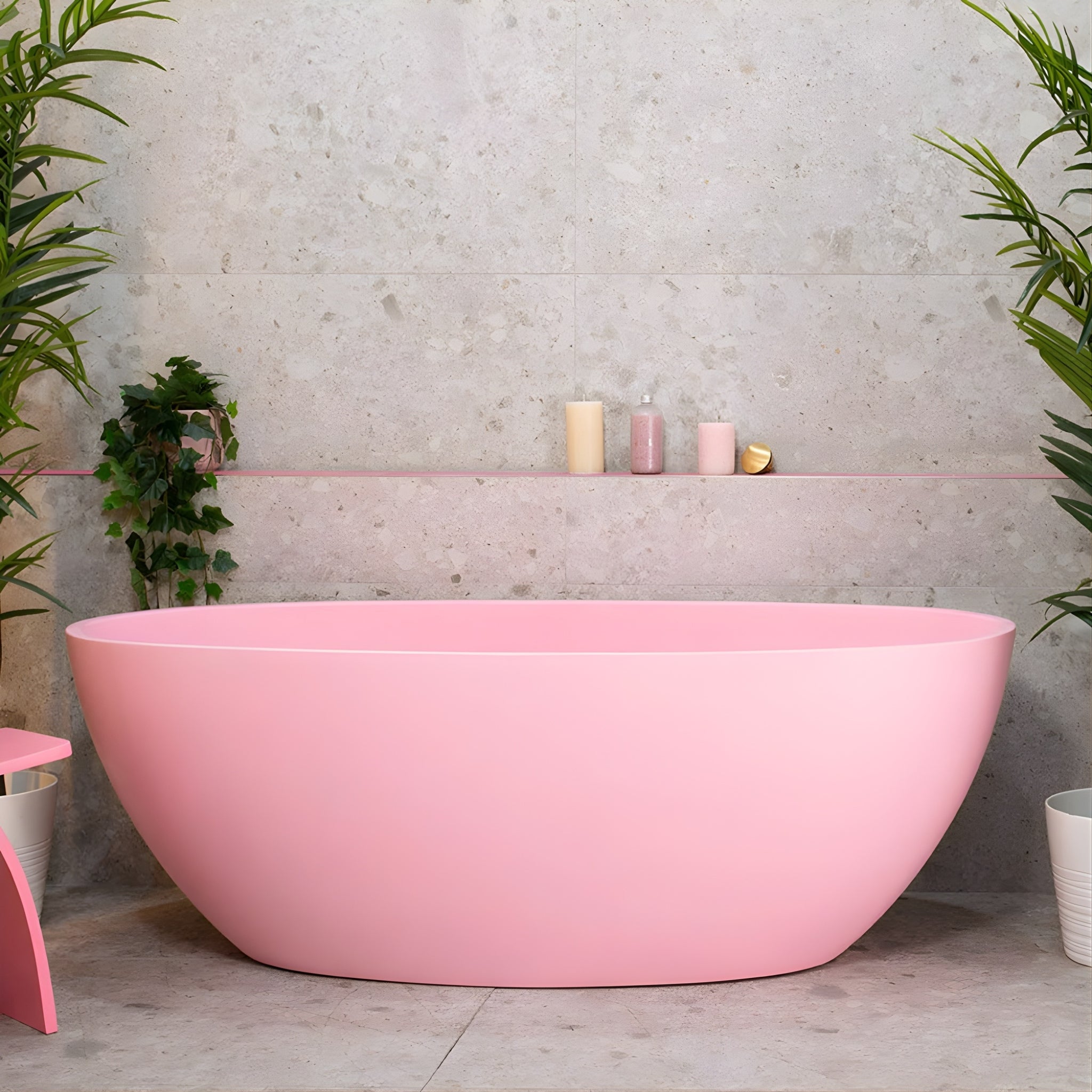 ENFLAIR BYRON EGG FREESTANDING BATH MATTE PINK SPECIAL EDITION 1600MM
