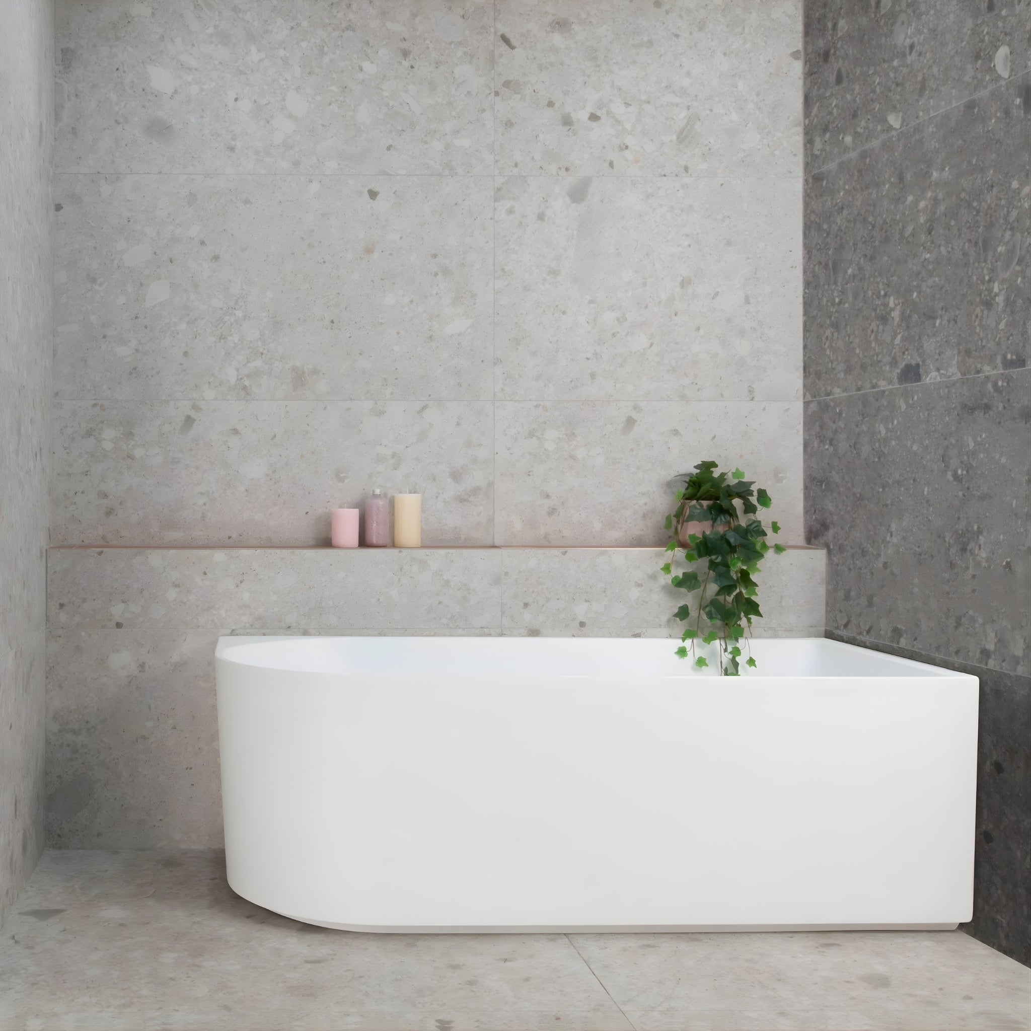 ENFLAIR ARCO RIGHT CORNER BACK TO WALL BATHTUB MATTE WHITE (AVAILABLE IN 1500MM AND 1600MM)