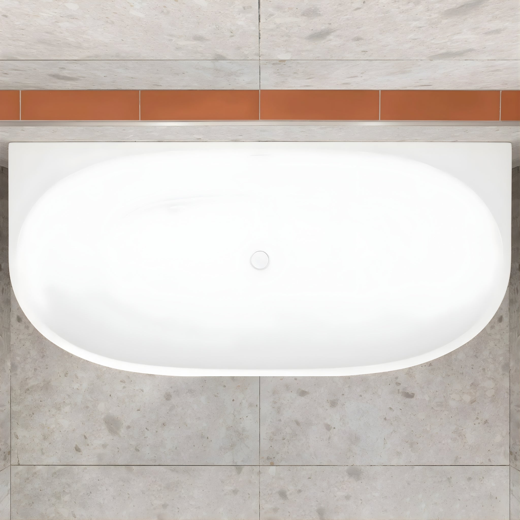 ENFLAIR BYRON EGG BACK TO WALL FREESTANDING BATH WITH OVERFLOW GLOSS WHITE (MULTIPLE SIZES AVAILABLE)