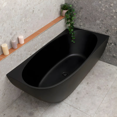 ENFLAIR BYRON EGG RIGHT CORNER FREESTANDING BATH WITH OVERFLOW MATTE BLACK (MULTIPLE SIZES AVAILABLE)
