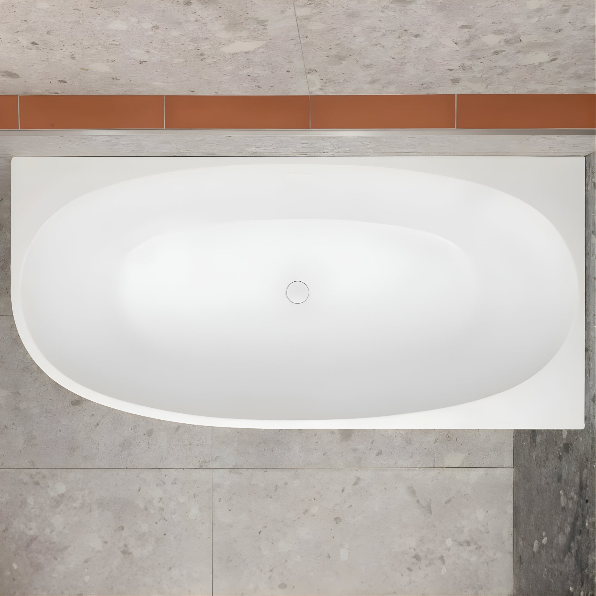 ENFLAIR BYRON EGG RIGHT CORNER FREESTANDING BATH WITH OVERFLOW MATTE WHITE (MULTIPLE SIZES AVAILABLE)