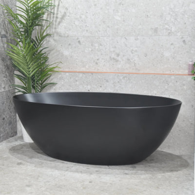 ENFLAIR KINKA EGG FREESTANDING BATH MATTE BLACK (AVAILABLE IN 1700MM AND 1800MM)