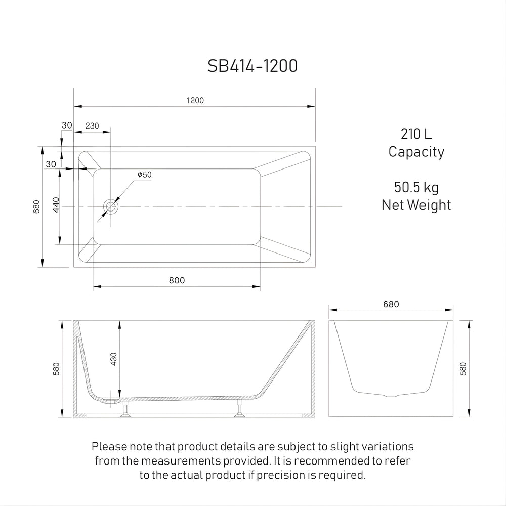 ENFLAIR CUBIX MULTI-FIT BATHTUB GLOSS WHITE (MULTIPLE SIZES AVAILABLE)