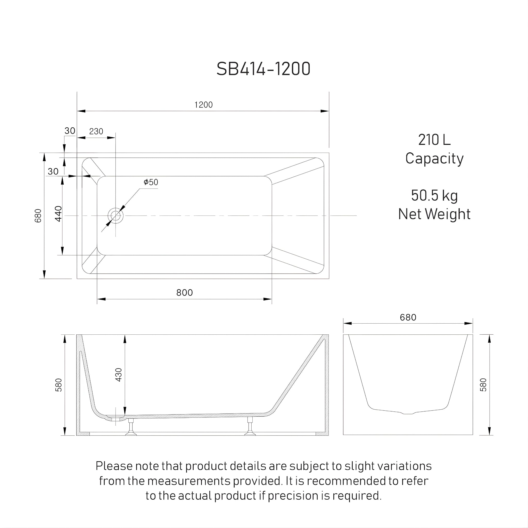 ENFLAIR CUBIX MULTI-FIT BATHTUB GLOSS WHITE (MULTIPLE SIZES AVAILABLE)