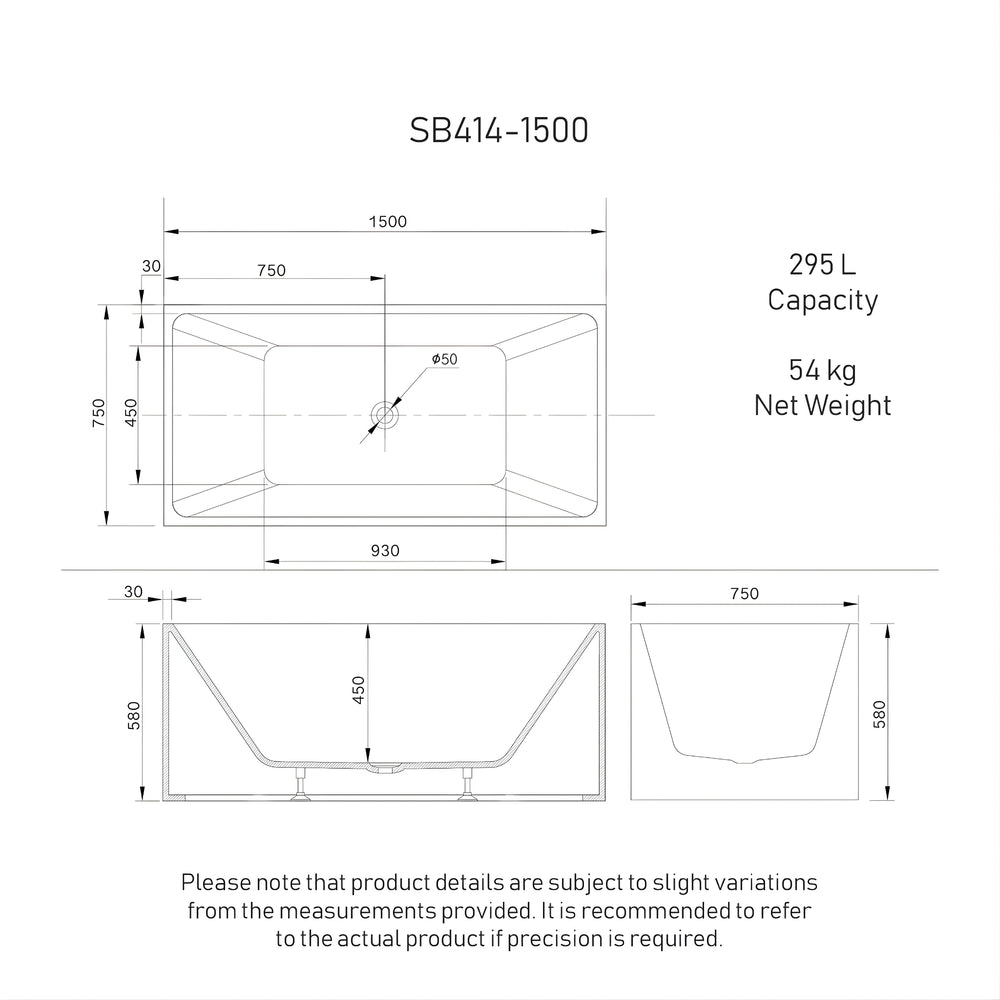 ENFLAIR CUBIX MULTI-FIT BATHTUB GLOSS WHITE (MULTIPLE SIZES AVAILABLE)