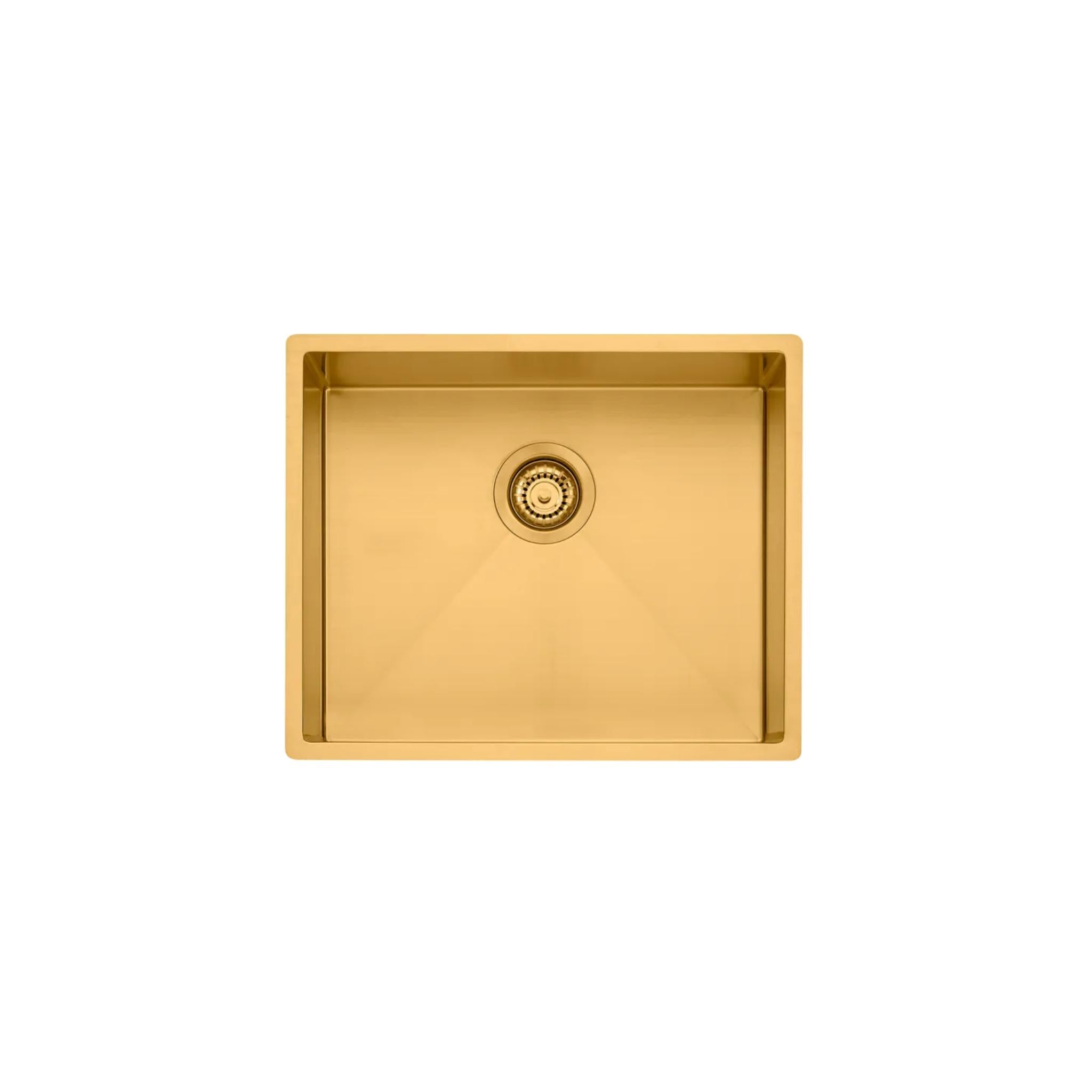OLIVERI SPECTRA SINGLE BOWL KITCHEN AND LAUNDRY SINK BRUSHED GOLD 540MM
