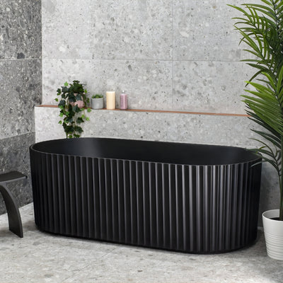 ENFLAIR AGORA GROOVE FLUTED FREESTANDING BATHTUB MATTE BLACK (AVAILABLE IN 1500MM AND 1700MM)