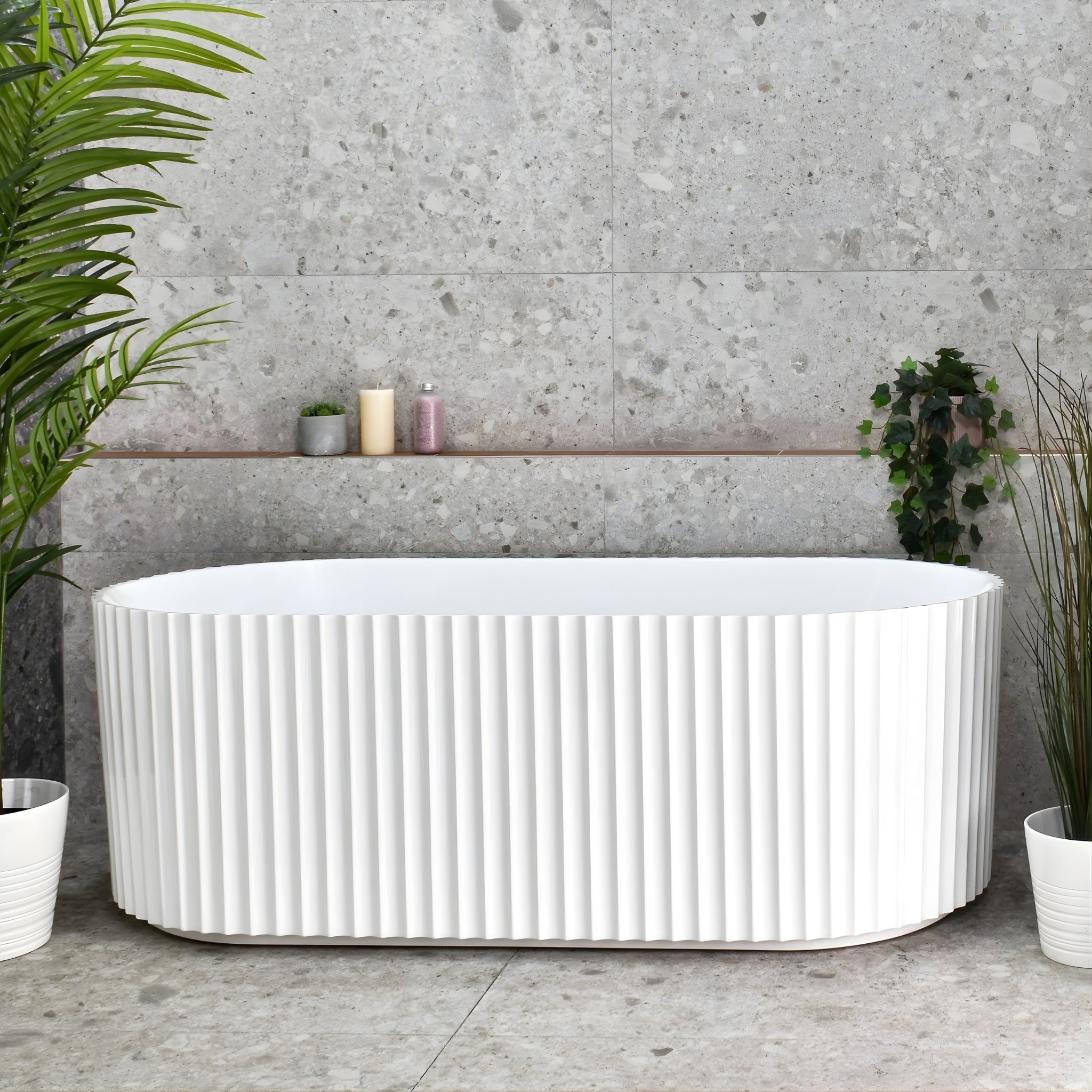 ENFLAIR AGORA GROOVE FLUTED FREESTANDING BATHTUB MATTE WHITE (AVAILABLE IN 1500MM AND 1700MM)