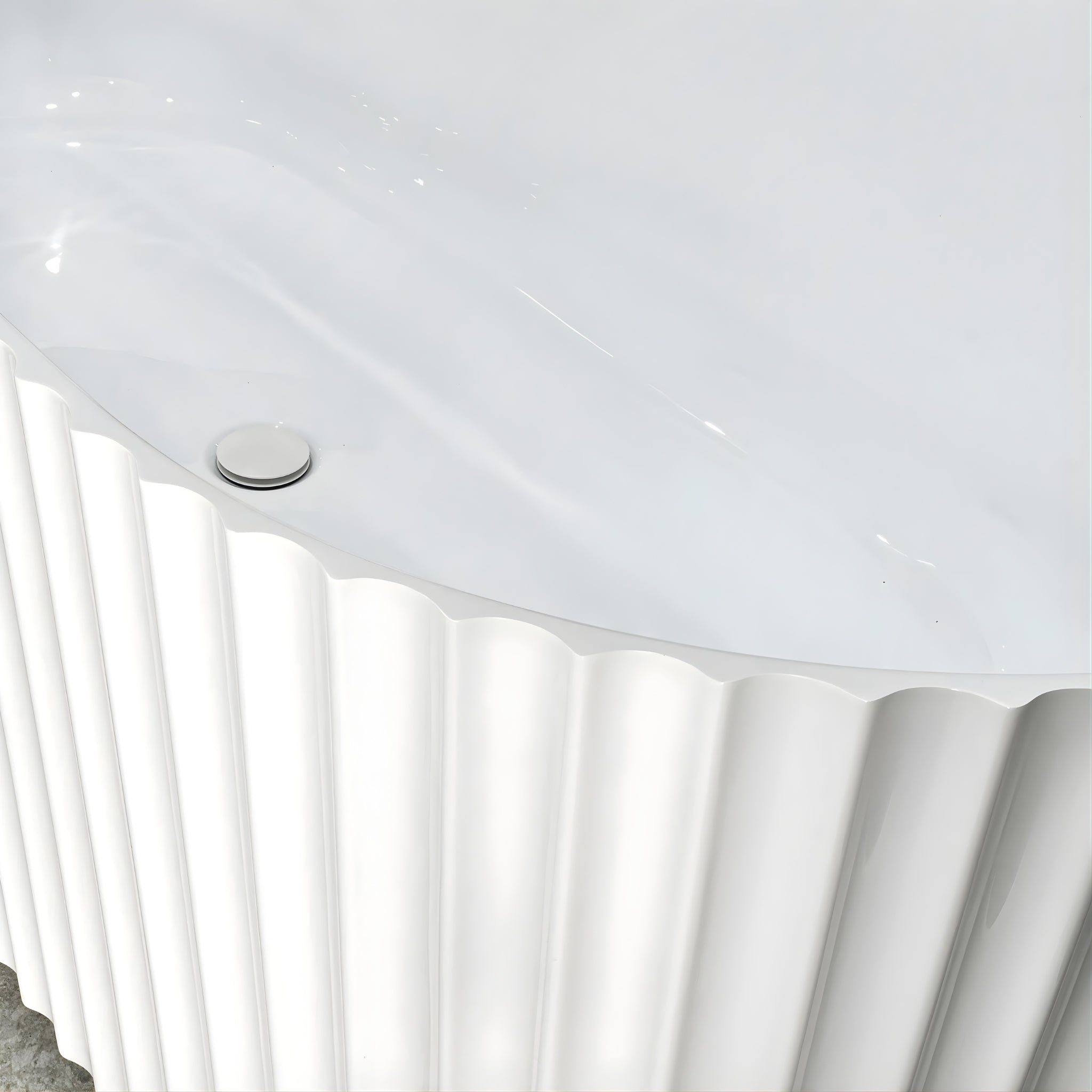 ENFLAIR AGORA GROOVE FLUTED FREESTANDING BATHTUB GLOSS WHITE (AVAILABLE IN 1500MM AND 1700MM)