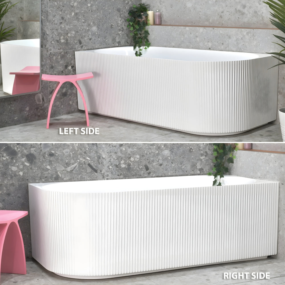 ENFLAIR BRIGHTON GROOVE FLUTED RIGHT CORNER BATHTUB MATTE WHITE (AVAILABLE IN 1500MM AND 1700MM)