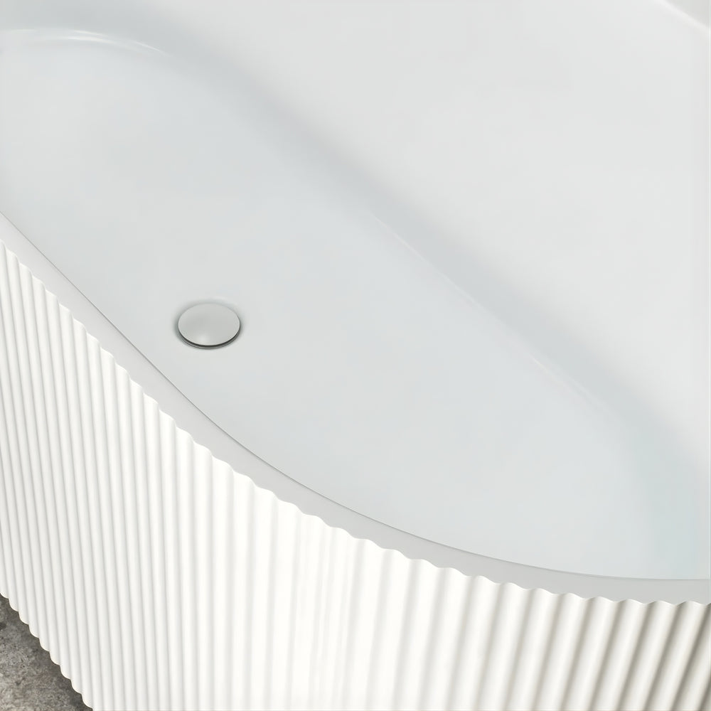 ENFLAIR BRIGHTON GROOVE FLUTED RIGHT CORNER BATHTUB MATTE WHITE (AVAILABLE IN 1500MM AND 1700MM)