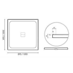 DECINA LUNA CENTRE WASTE SHOWER BASE GLOSS WHITE (AVAILABLE IN 900MM AND 1000MM)
