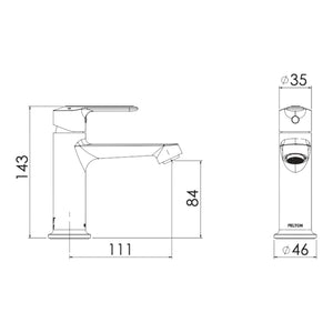 FELTON SLIQUE BASIN MIXER 143MM CHROME