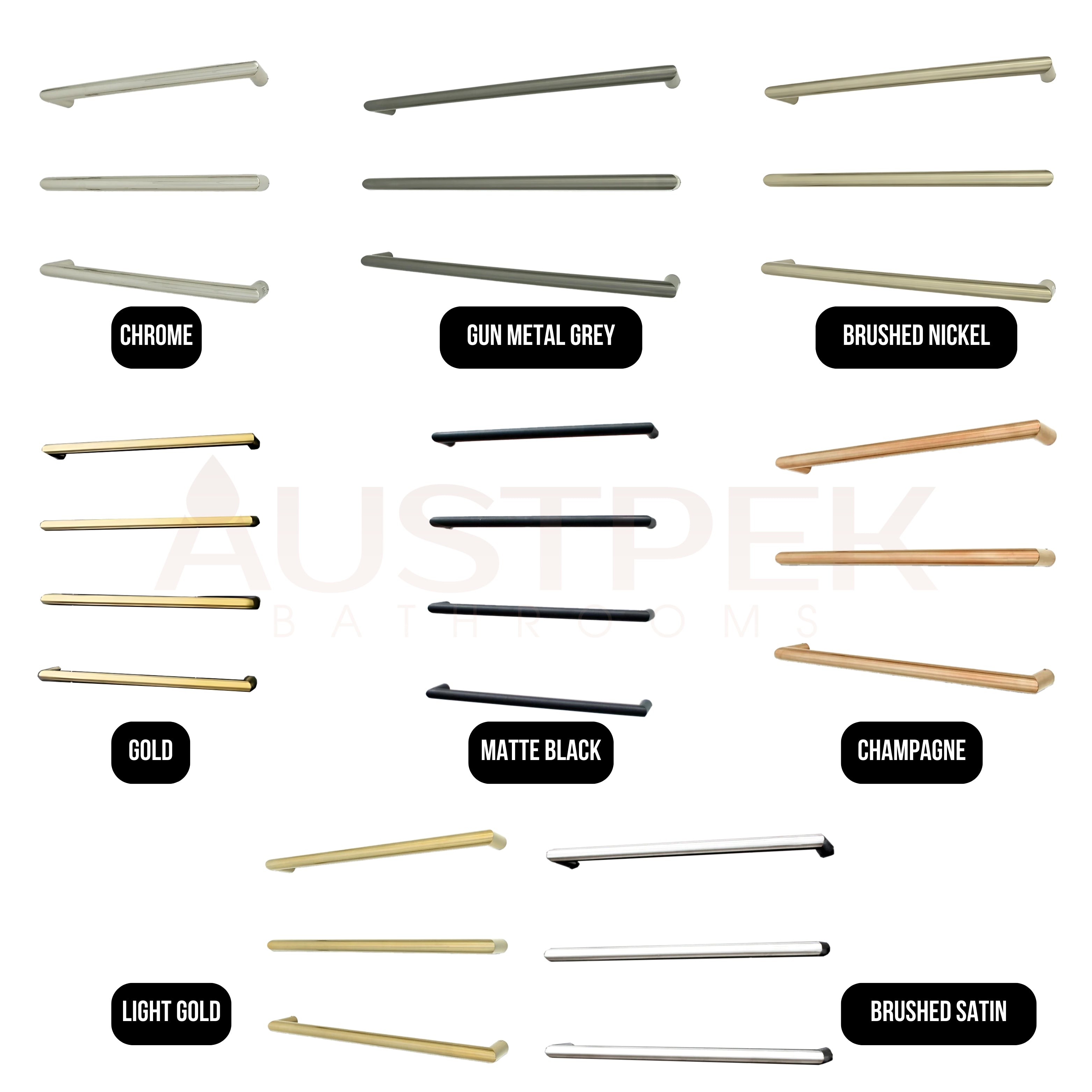 RADIANT HEATING ROUND HEATED SINGLE TOWEL RAIL MIRROR POLISHED (ALSO AVAILABLE IN 650MM AND 800MM)
