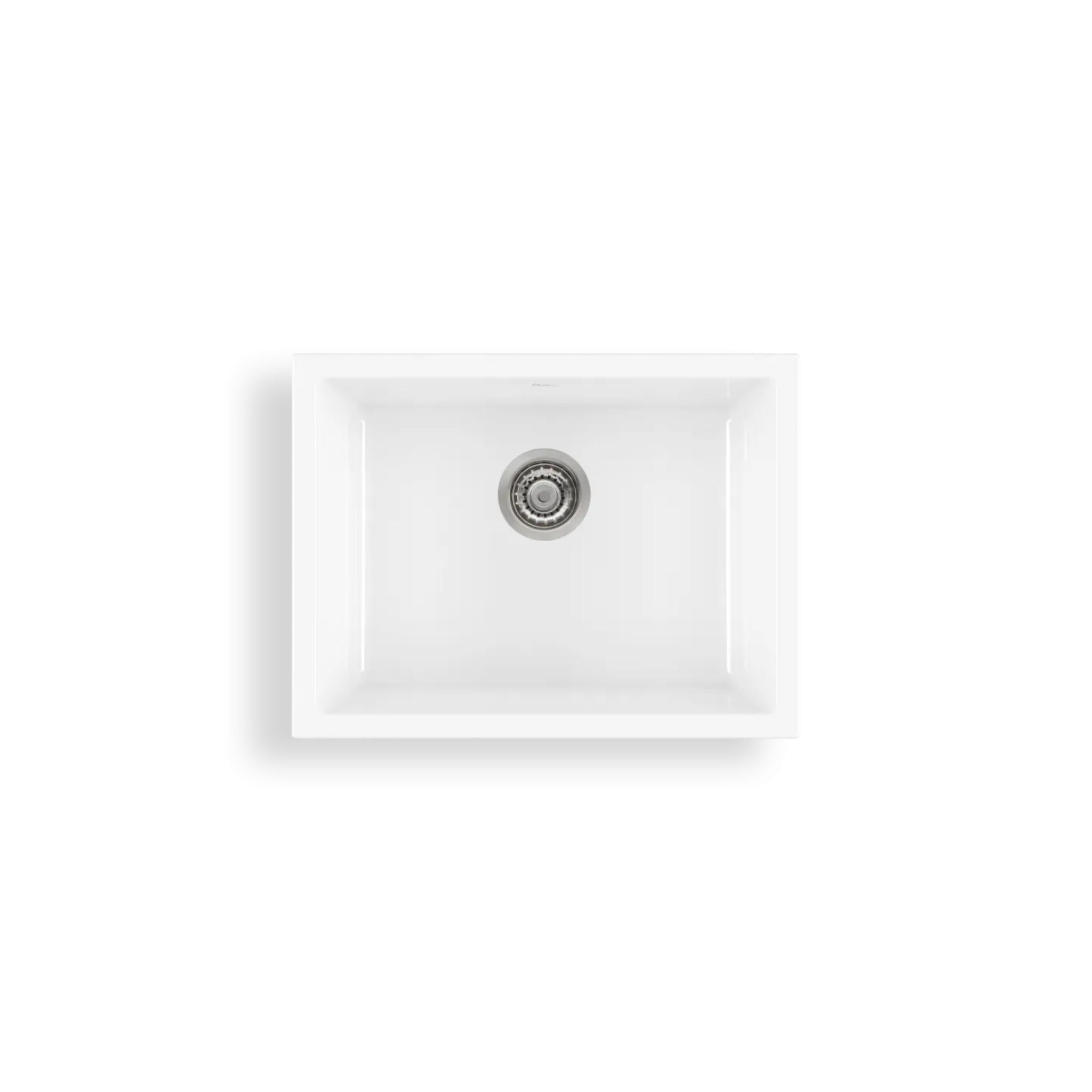 OLIVERI SICILY SINGLE BOWL FIRECLAY KITCHEN SINK GLOSS WHITE 610MM