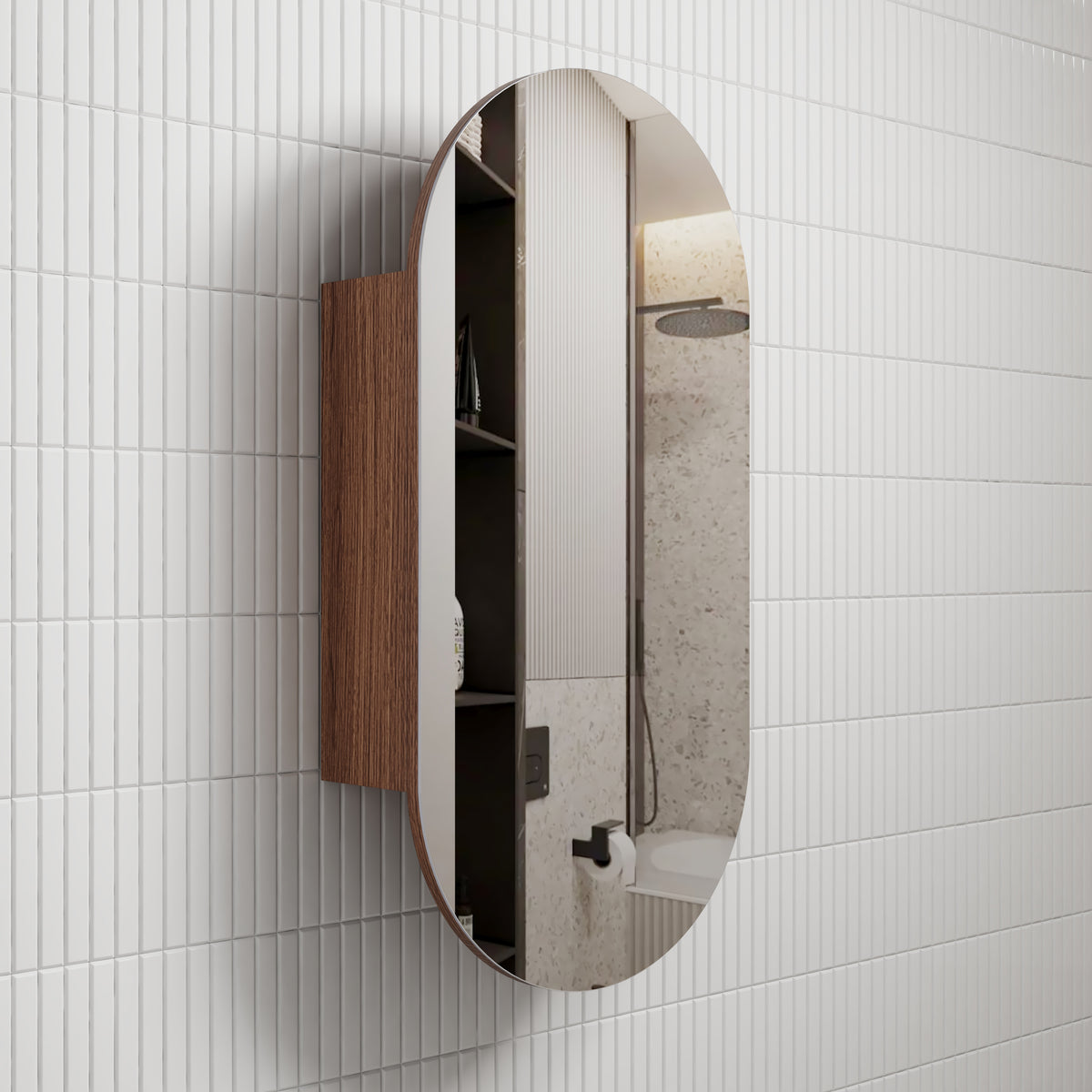 AULIC BEAU MONDE WALNUT SHAVING CABINET 450X900MM