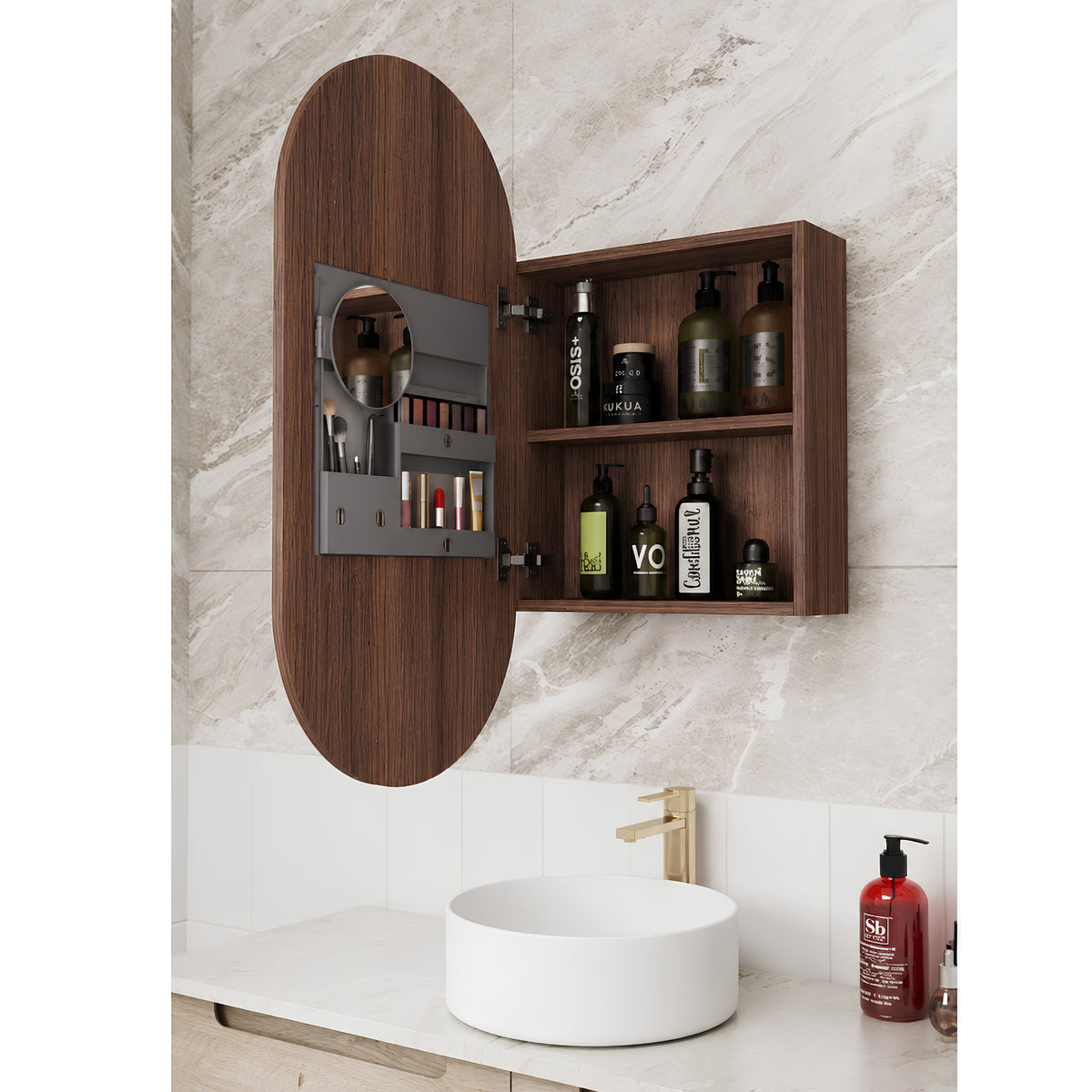 AULIC BEAU MONDE WALNUT SHAVING CABINET 450X900MM