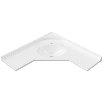 DUROCLASS SUPREME CORNER GLOSS WHITE SINGLE BOWL UNDERMOUNT VANITY TOP (AVAILABLE IN 610MM AND 910MM)