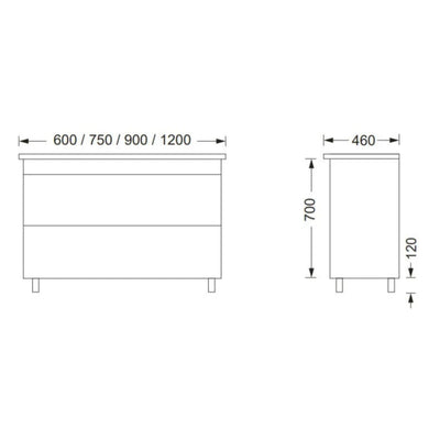 BTH SDL UNIVERSAL OAK GREY 750MM SINGLE BOWL FLOOR STANDING VANITY