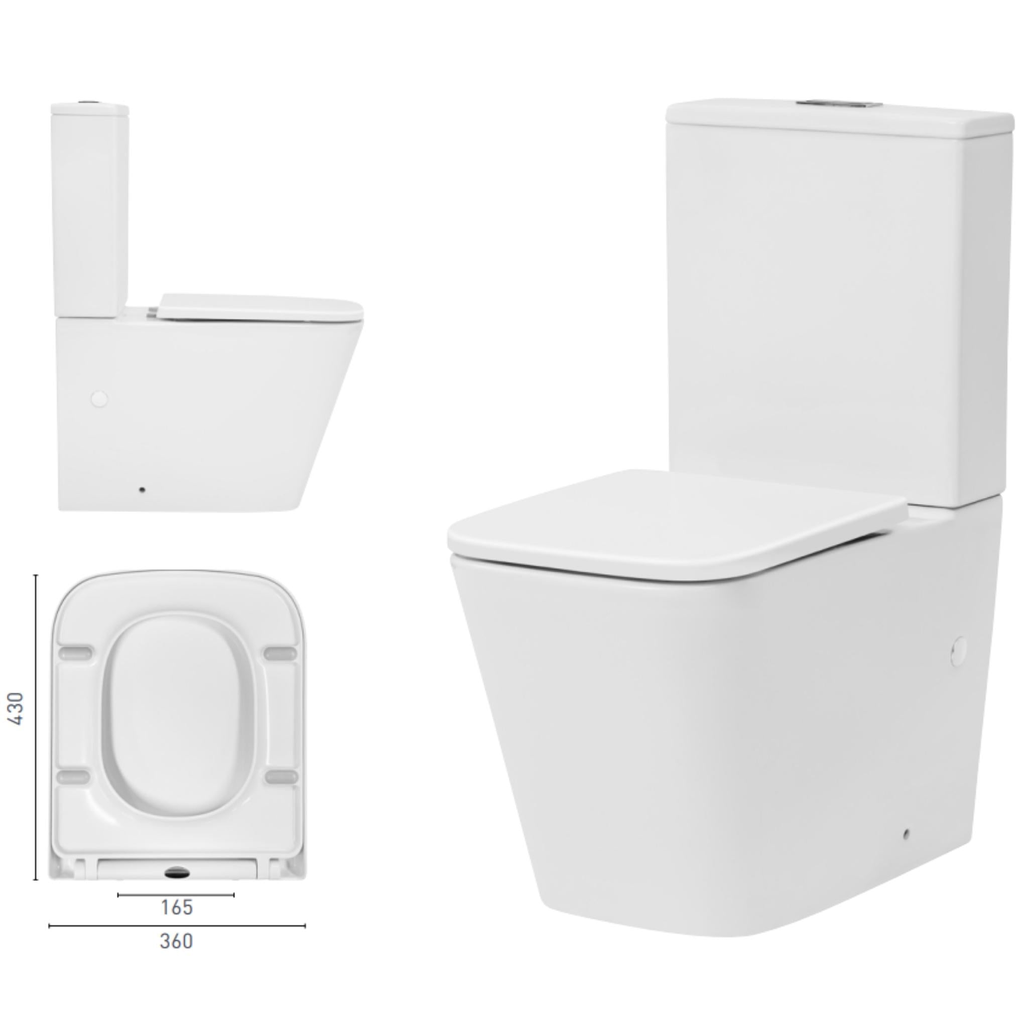 DECINA SAN DIEGO RIMLESS UNIVERSAL BACK-TO-WALL TOILET SUITE GLOSS WHITE