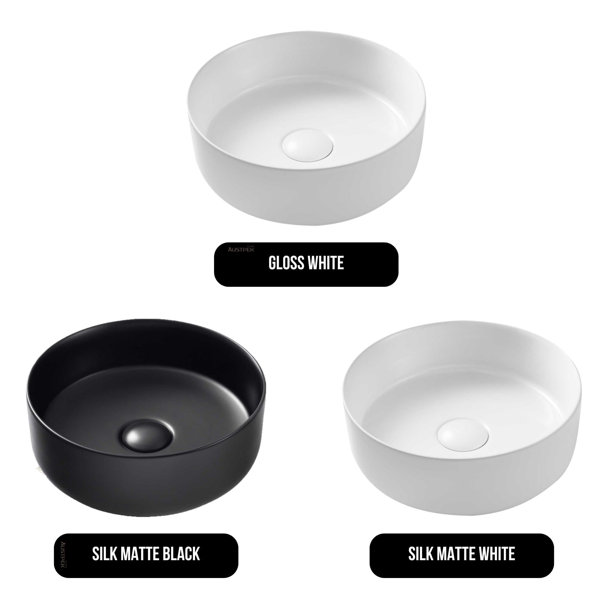 SEIMA ARKO 310 ABOVE COUNTER BASIN SILK MATTE BLACK 310MM