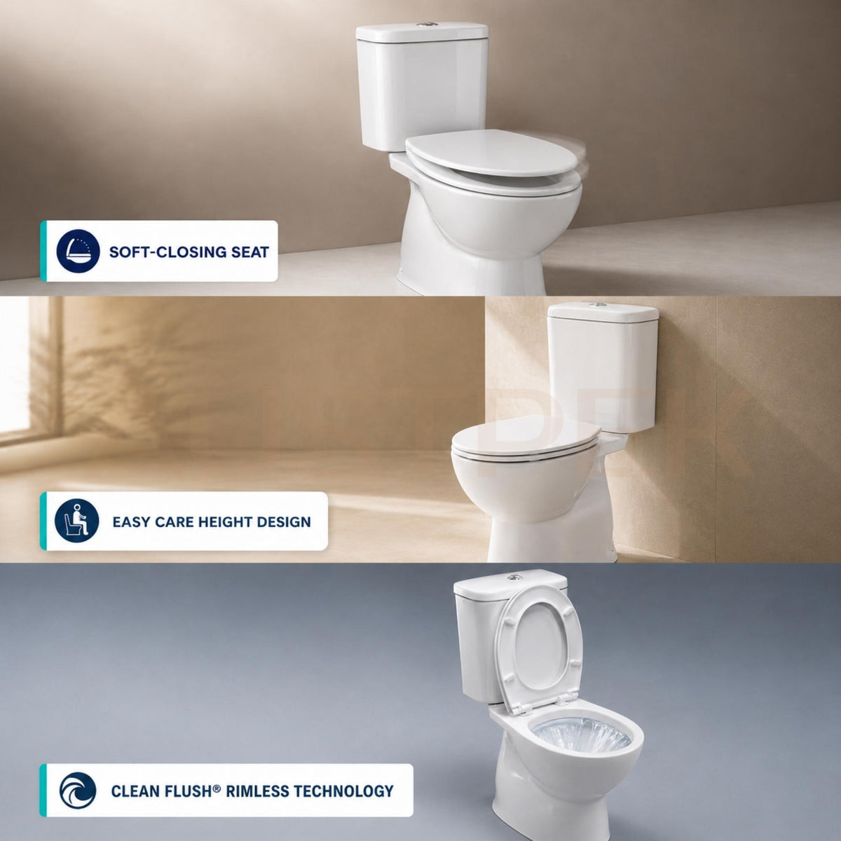 SEIMA CHIOS RIMLESS CLOSE COUPLED TOILET SUITE GLOSS WHITE