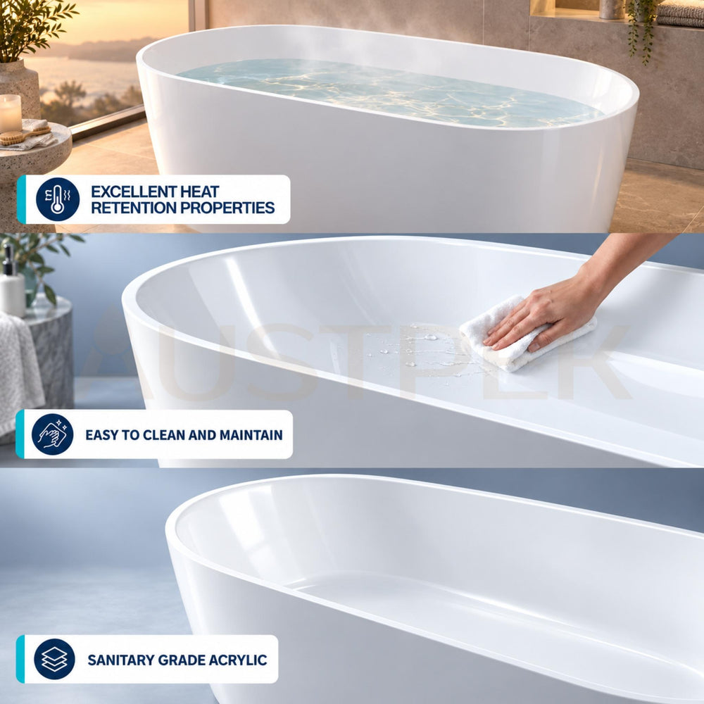 SEIMA LIMNI 101 FREESTANDING BATHTUB WITH OVERFLOW GLOSS WHITE (AVAILABLE IN 1500MM AND 1700MM)