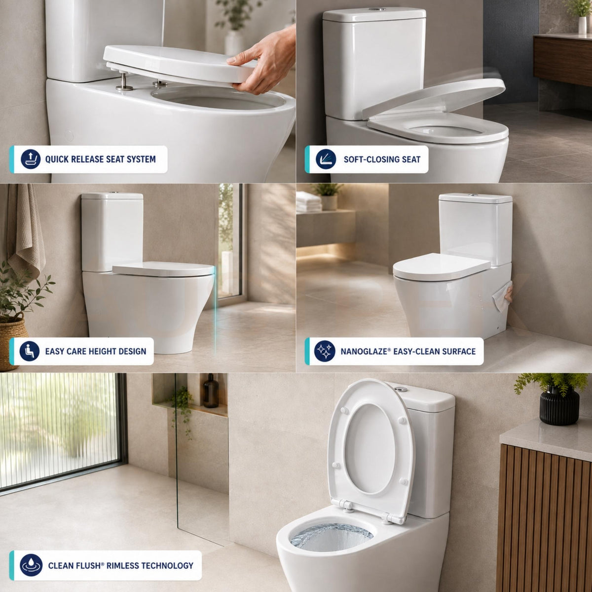SEIMA LIMNI RIMLESS CLOSE COUPLED TOILET SUITE GLOSS WHITE