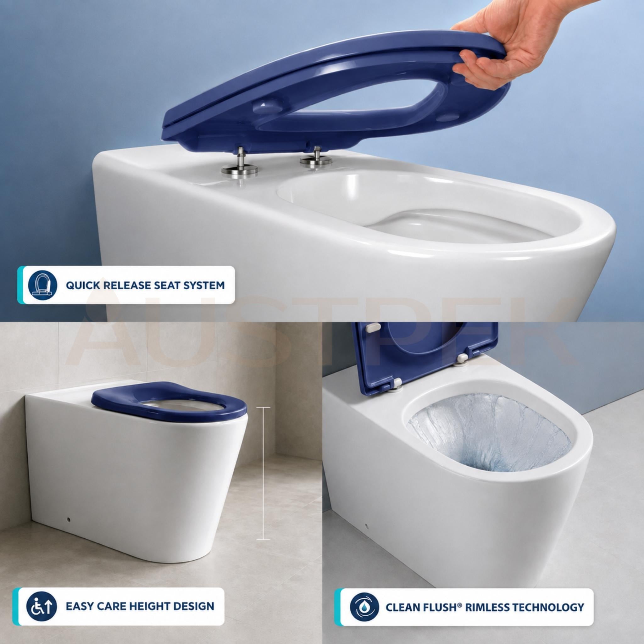 SEIMA MODIA CARE RIMLESS WALL FACED TOILET SUITE GLOSS WHITE