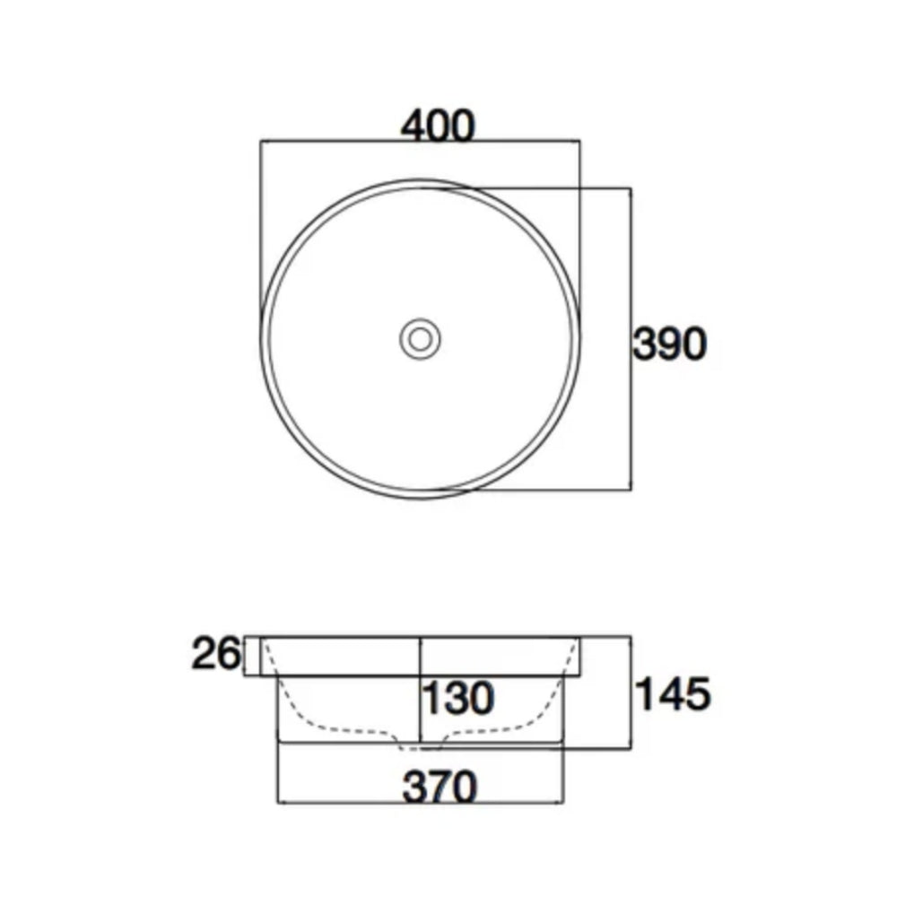 CLAYA ROUND SEMI INSET BASIN MATTE WHITE 400MM