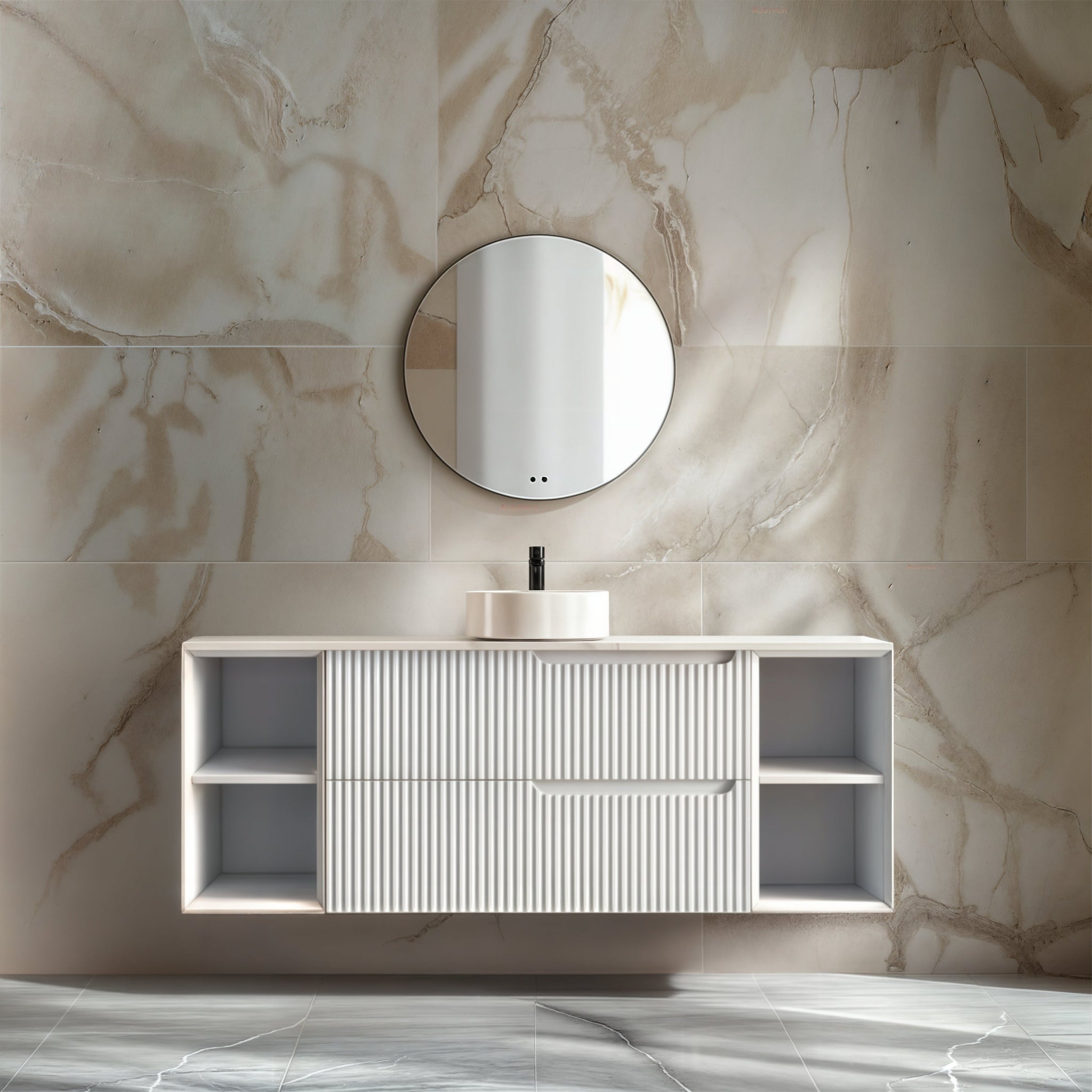 INFINITY SERSI MATTE WHITE 1500MM SINGLE BOWL WALL HUNG VANITY