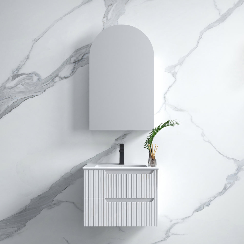 INFINITY SERSI MATTE WHITE 600MM SINGLE BOWL WALL HUNG VANITY