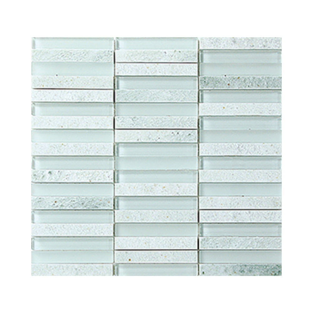 EVERSTONE GLASSTONE GREEN OPAL BLEND MIXED 15X100MM RECTANGLE MOSAIC TILE (PER BOX)
