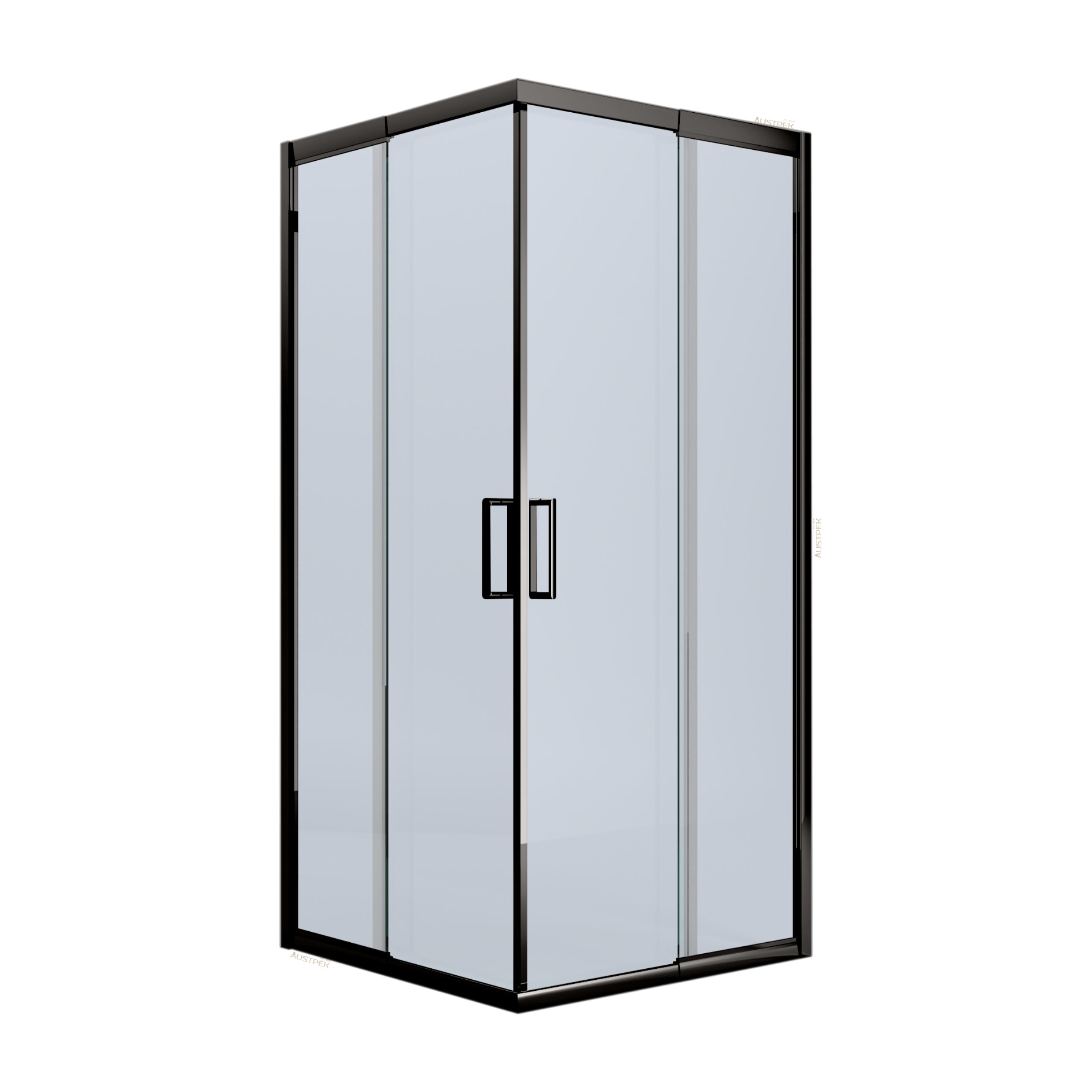 BELLA VISTA CALVI SEMI FRAMED DOUBLE DOOR SLIDING SHOWER SCREEN BLACK