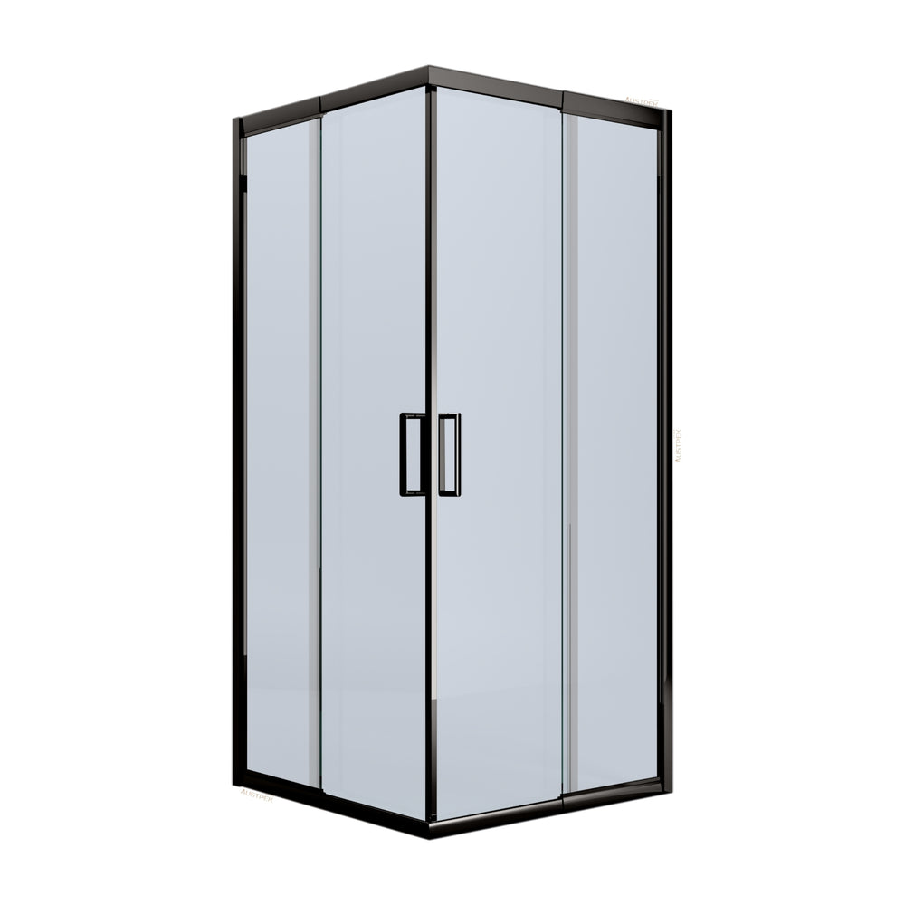 BELLA VISTA CALVI SEMI FRAMED DOUBLE DOOR SLIDING SHOWER SCREEN BLACK