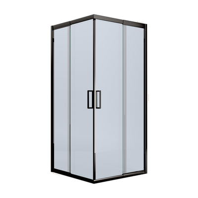BELLA VISTA CALVI SEMI FRAMED DOUBLE DOOR SLIDING SHOWER SCREEN BLACK