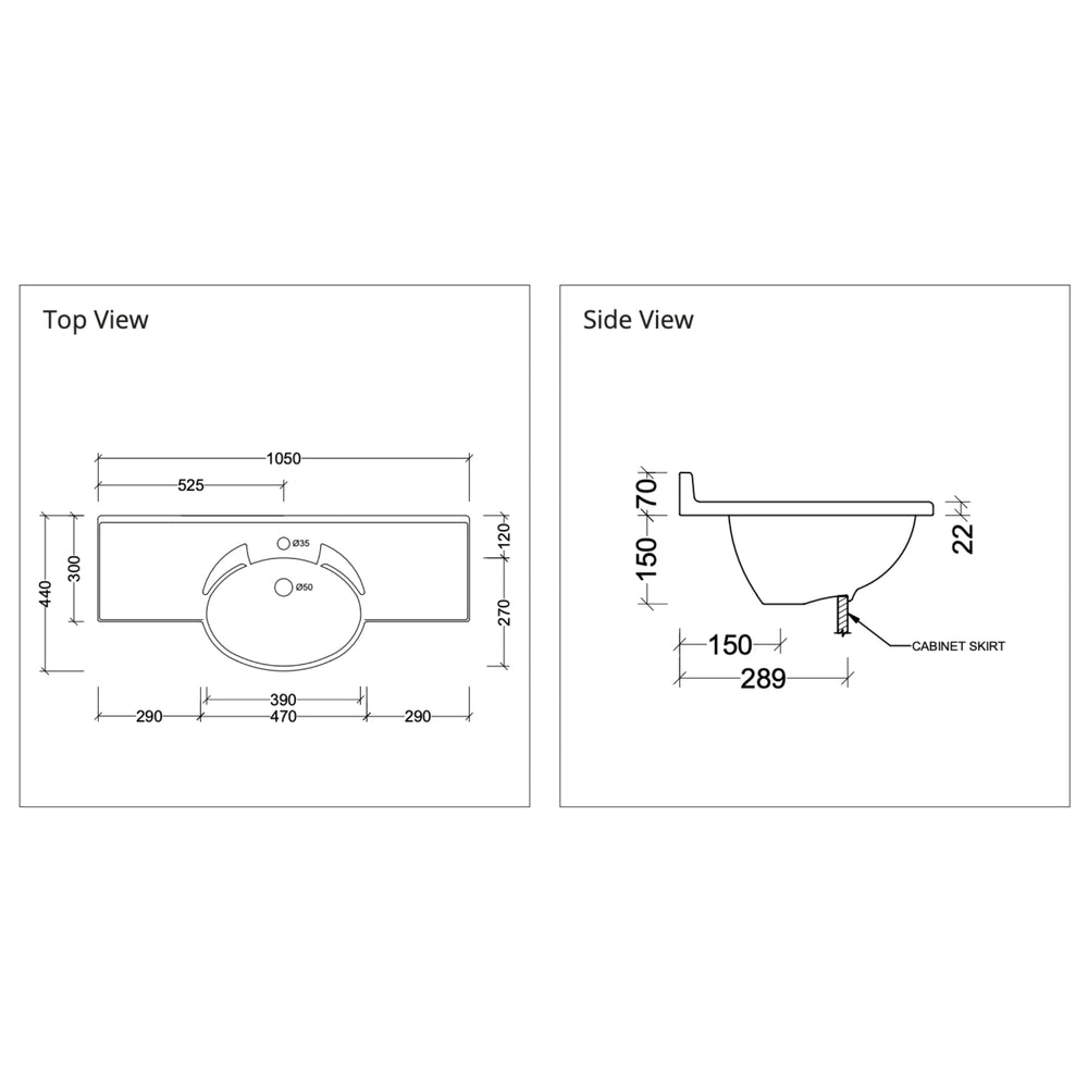DUROCLASS SUPREME FORWARD GLOSS WHITE SINGLE BOWL SEMI-RECESSED VANITY TOP (MULTIPLE SIZES AVAILABLE)