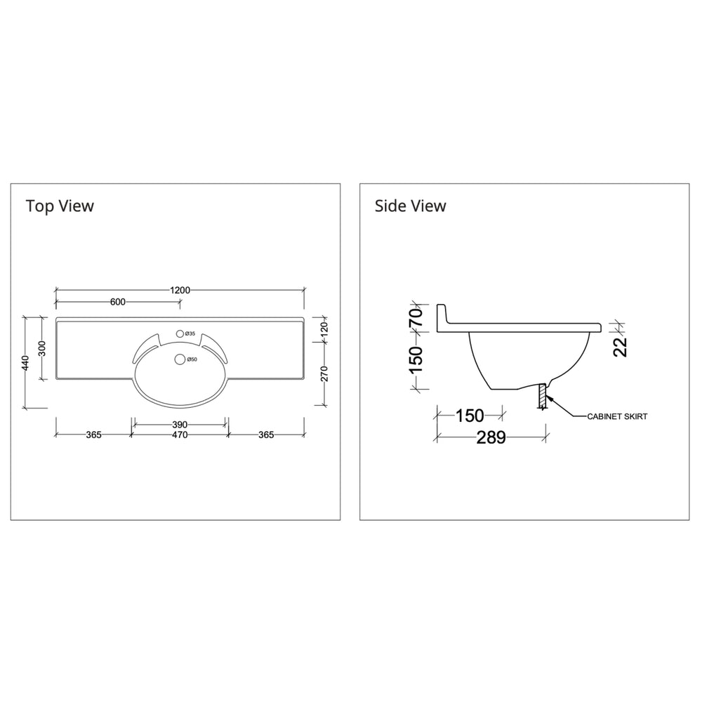 DUROCLASS SUPREME FORWARD GLOSS WHITE SINGLE BOWL SEMI-RECESSED VANITY TOP (MULTIPLE SIZES AVAILABLE)