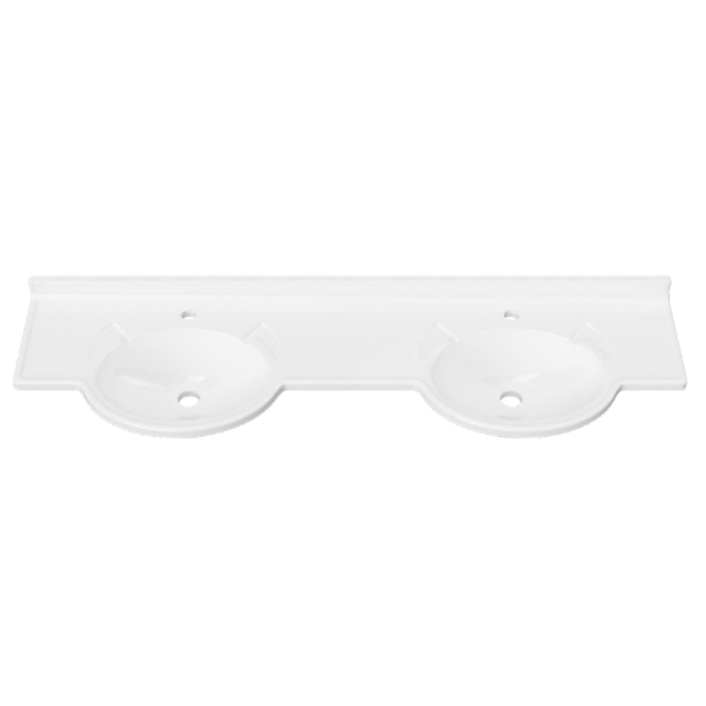 DUROCLASS SUPREME FORWARD GLOSS WHITE DOUBLE BOWL SEMI-RECESSED VANITY TOP (MULTIPLE SIZES AVAILABLE)