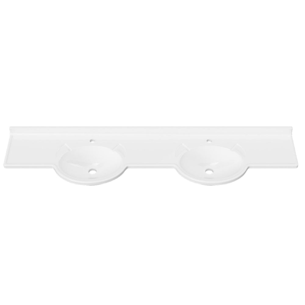 DUROCLASS SUPREME FORWARD GLOSS WHITE DOUBLE BOWL SEMI-RECESSED VANITY TOP (MULTIPLE SIZES AVAILABLE)