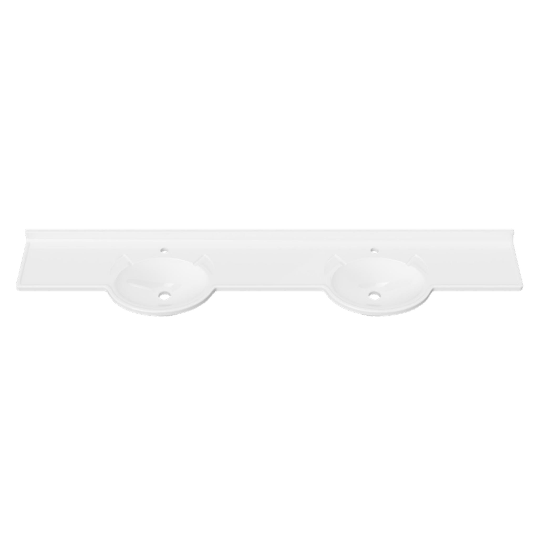DUROCLASS SUPREME FORWARD GLOSS WHITE DOUBLE BOWL SEMI-RECESSED VANITY TOP (MULTIPLE SIZES AVAILABLE)