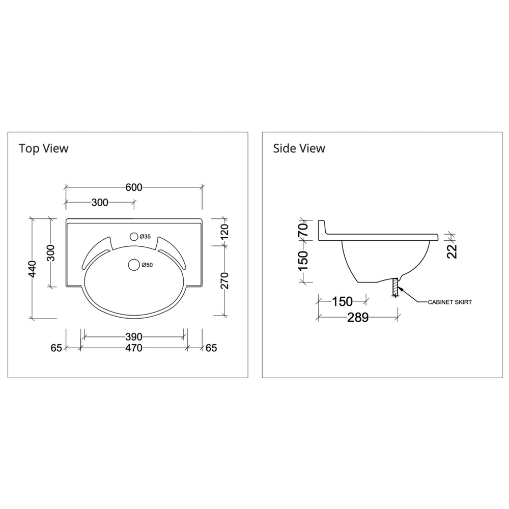 DUROCLASS SUPREME FORWARD GLOSS WHITE SINGLE BOWL SEMI-RECESSED VANITY TOP (MULTIPLE SIZES AVAILABLE)