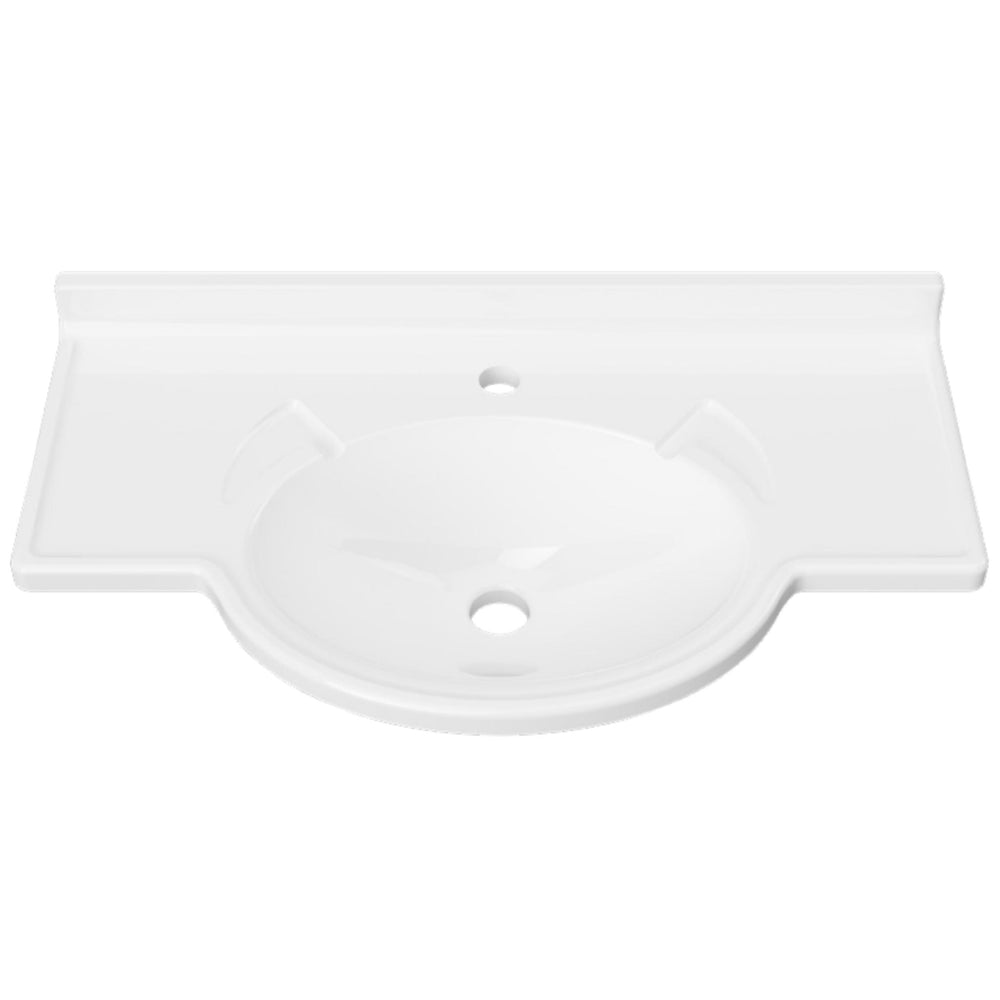 DUROCLASS SUPREME FORWARD GLOSS WHITE SINGLE BOWL SEMI-RECESSED VANITY TOP (MULTIPLE SIZES AVAILABLE)