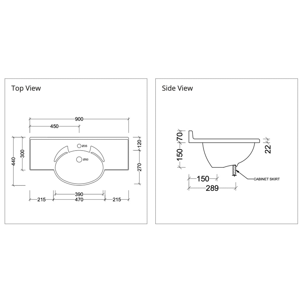 DUROCLASS SUPREME FORWARD GLOSS WHITE SINGLE BOWL SEMI-RECESSED VANITY TOP (MULTIPLE SIZES AVAILABLE)